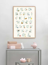 Indlæs billede til gallerivisning Alphabet, blue Danish - poster: 30x40 cm