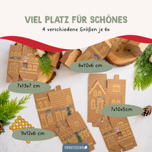 Indlæs billede til gallerivisning Kalenderhuseæsker 24 stk. gammeldags indpakningspapir