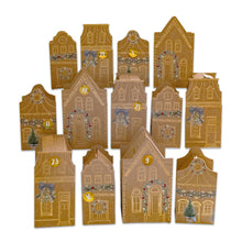 Indlæs billede til gallerivisning Kalenderhuseæsker 24 stk. gammeldags indpakningspapir