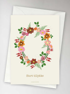STORT TILLYKKE flower circle - card