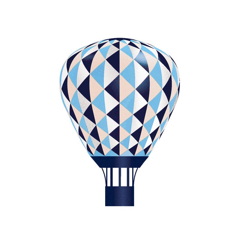 Varmluftsballon - Blå/Sølv