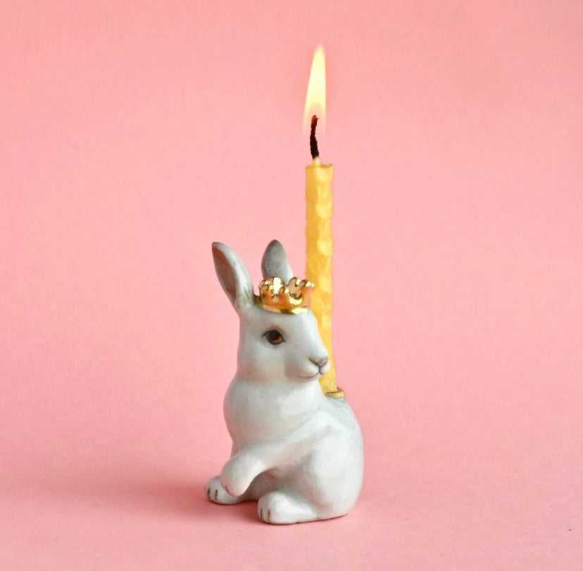 Hvid kanin fødselsdagslysestage