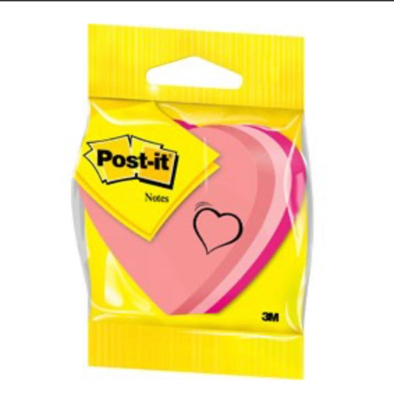 Hjerte Post-it 3 farver
