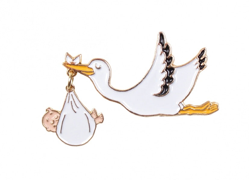 Stork med baby pin
